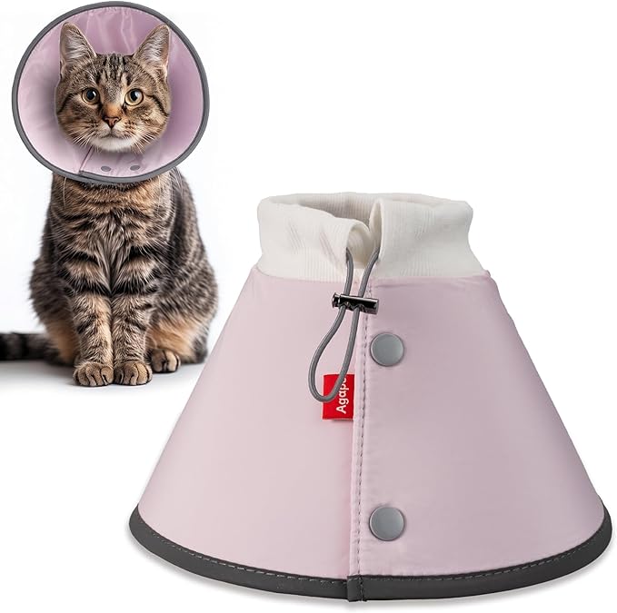 Agape Soft Cone for Cats & Small Dogs, Comfy Pet Cone to Stop Licking, Adjustable Cat E Collar Alternative After Surgery, Protective Elizabethan Collar for Pup & Kitty, Water Repellent Recovery Cone Agape