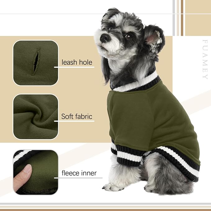 FUAMEY Dog Pullover Sweatshirt,Dog Winter Sweaters Warm Dog Clothes Dog Vest Thick Puppy Pullover Soft Pet Fleece Sweater Cute Doggie Boy Girl Outfit for Small Medium Dogs Green XL - PAWPICO