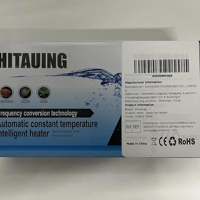 HiTauing Aquarium Heater, 100W Fish Tank Heater with LED Digital Display & 5 Safety Protection, Submersible Aquarium Heater with 2 Suction Cup and 5.9Ft Cord for 10-20 Gallon Fish Tank. HiTauing