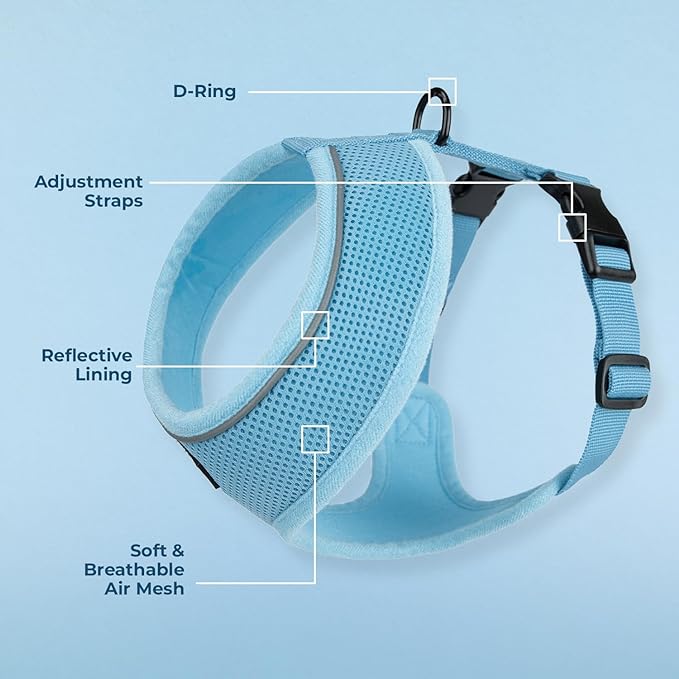 Voyager Aerolite No Pull Mesh Dog Harness with Lightweight, Soft, Breathable, Reflective Stitching, and Adjustable Straps for Walking, Running, Training, Heavy Duty and Durable - Baby Blue, XS BestPetSuppliesLLC