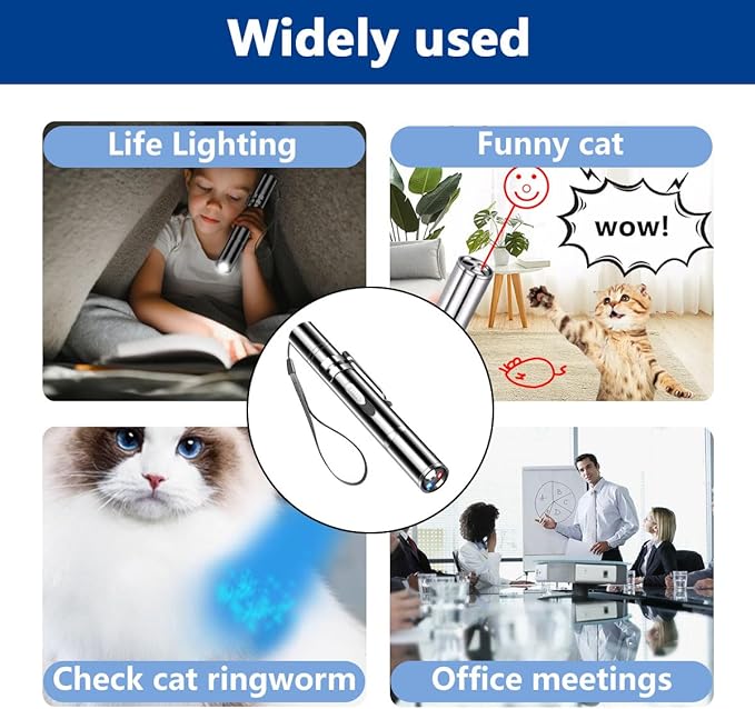 Laser Pointer Cat Toys, Cat Laser Pointer Toy with Three Light Modes, Five Adjustable Patterns,USB Portable Charging, Interactive cat Toy Multifunctional and Portable - PAWPICO