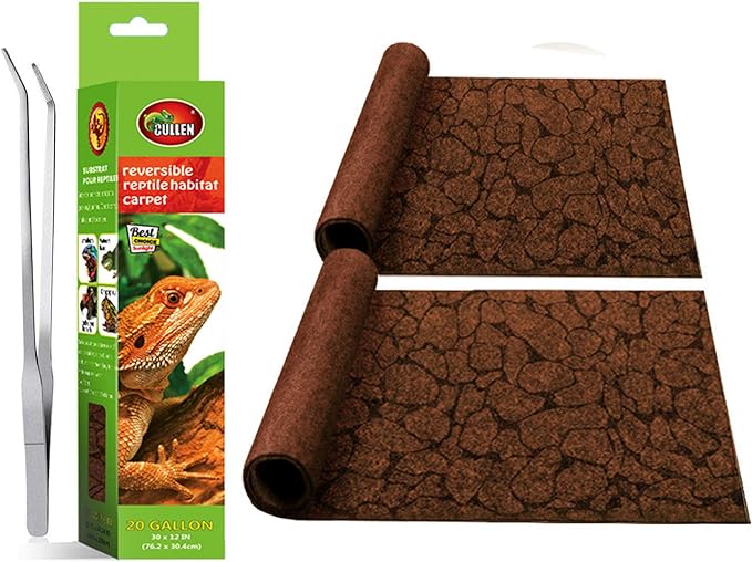 2PCS Reptile Carpet 20 Gallon, Pet Terrarium Liner, Reptiles Cage Mat/Substrate for Snakes, Chameleons, Geckos and Kitchen Use with Tweezers Feeding Tongs Printing Desert bestchoiceforyourreptiles