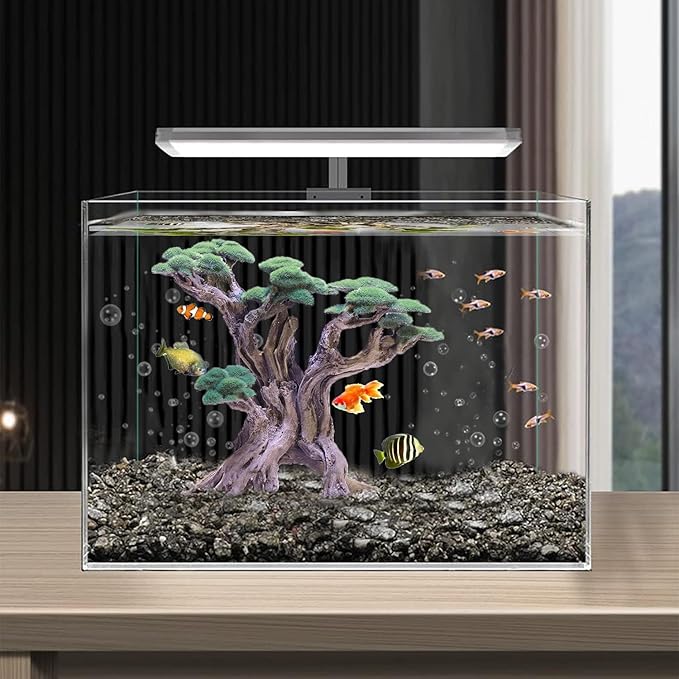 Fish Tank Decor- Bonsai Tree of The Forest with Faux Moss- Aquarium Rocks Aquascaping- Made of Sandstone, 8.8 x 4.3 x 7.8 inches Novelsite