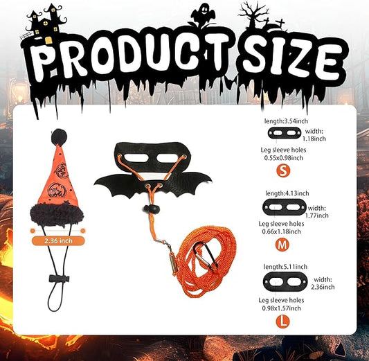 Halloween Bearded Dragon Leash Bearded Dragon Witch hat hat Leash Set Suitable for Bearded Dragon Small Pets HOKABLE