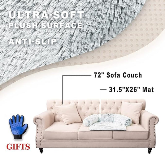 Tinaco Luxurious Calming Dogs/Cats Bed Mats, Washable Removable Couch Cover, Plush Long Fur Mat for Pets, Waterproof Lining, Perfect for Small, Medium and Large Dogs and Cats (Gradient Gray, M) - PAWPICO