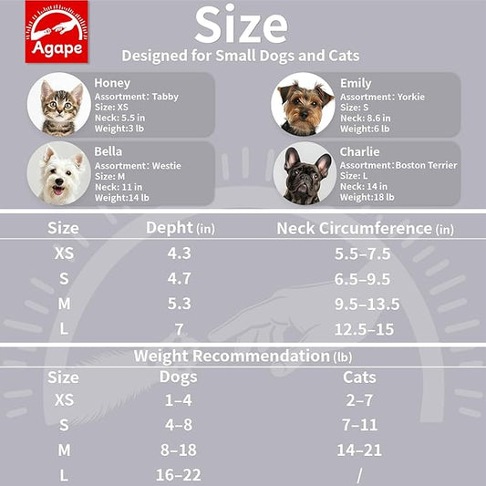 Agape Soft Dog Cone for Chihuahua, Comfy Cat Cone to Stop Licking, Protective Elizabethan Collar for Pup & Kitty, Lightweight E-Collar Alternative After Surgery, Pet Cones for Extra Small Dogs - XS Agape