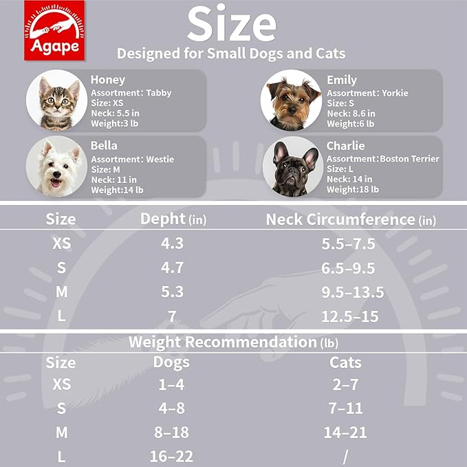 Agape Soft Dog Cone for Small Dogs & Cats, Comfy Dog Recovery Collar After Surgery, Adjustable E Collar Alternative to Stop Licking, Protective Elizabethan Collar for Pup&Kitty, Comfortable Dog Cones Agape
