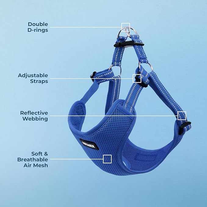 Best Pet Supplies Voyager Adjustable Dog Vest Harness Breathable No Pull Harness for Small, Medium, Large Dogs, Harness for Walking, Jogging, Easy Step-In, Reflective Stripes - (Royal Blue), S BestPetSuppliesLLC