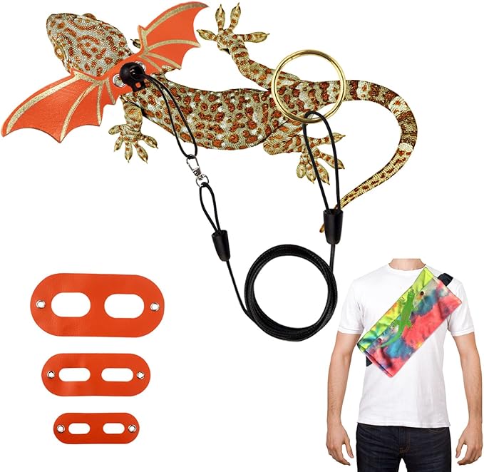 Red Bearded Dragon Carrier Backpack, Small Bearded Dragon Leash and Carrier, Orange Bearded Dragon Sling Carrier for Small Pets (Orange) Betinyar