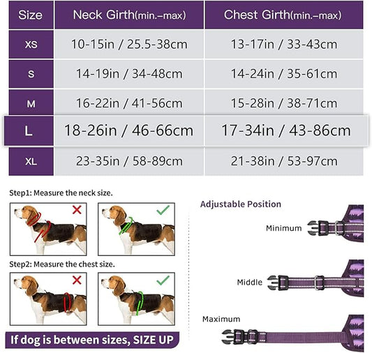 Timos Dog Harness,No-Pull Pet Harness Adjustable Soft Padded Dog Vest,Reflective No-Choke Pet Oxford Vest with Easy Control Handle for Large Dogs,Moon Night,L Timos