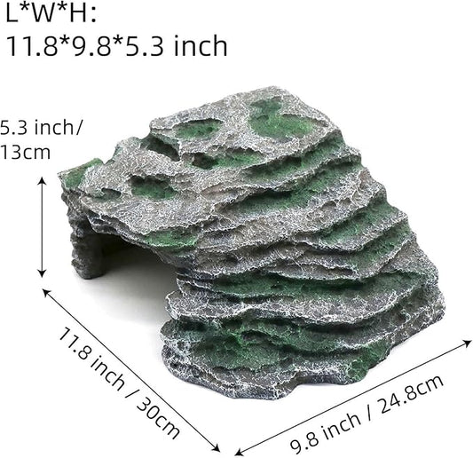 Large Reptile Hide Shale Scape Step Ledge, Reptile Cave Hideout, Bearded Dragons Accessories, Basking Rocks for Bearded Dragons (Large-B-11.8 * 9.8 * 5.3) relaqcc
