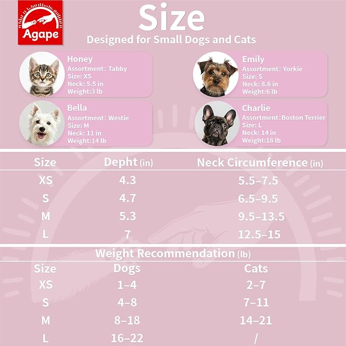 Agape Soft Dog Cone for Chihuahua, Comfy Cat Cone to Stop Licking, Protective Elizabethan Collar for Pup & Kitty, Lightweight E-Collar Alternative After Surgery, Pet Cones for Extra Small Dogs - XS Agape
