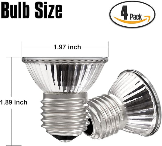 Reptile Heat Lamp Bulbs 4-pack (25W*2/50W*2), Amphibian Basking Light Bulb,Reptile Daylight Bulb, for Turtle,Bearded Dragon,Lizard,Works with Various Lamp Fixtures DTZYServiceforYourLife