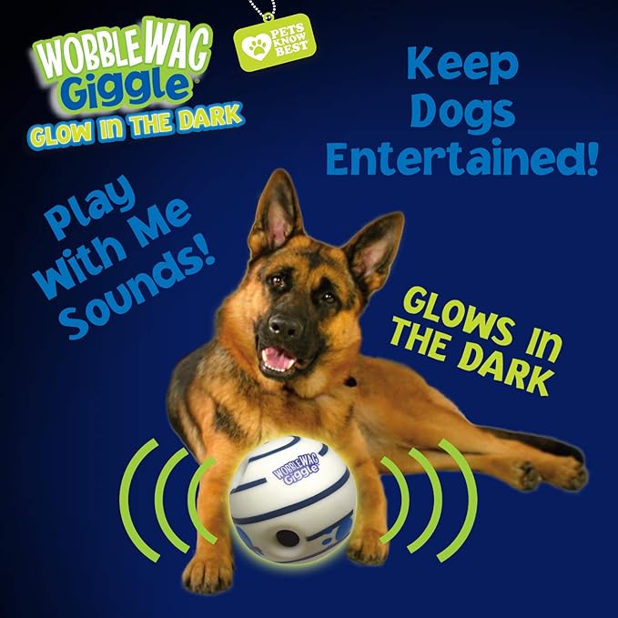 Wobble Wag Giggle Ball - Interactive Glow in the Dark Dog Toy, Giggle Sounds Keeps Dogs Busy and Entertained for Self Play, Pets Know Best - PAWPICO
