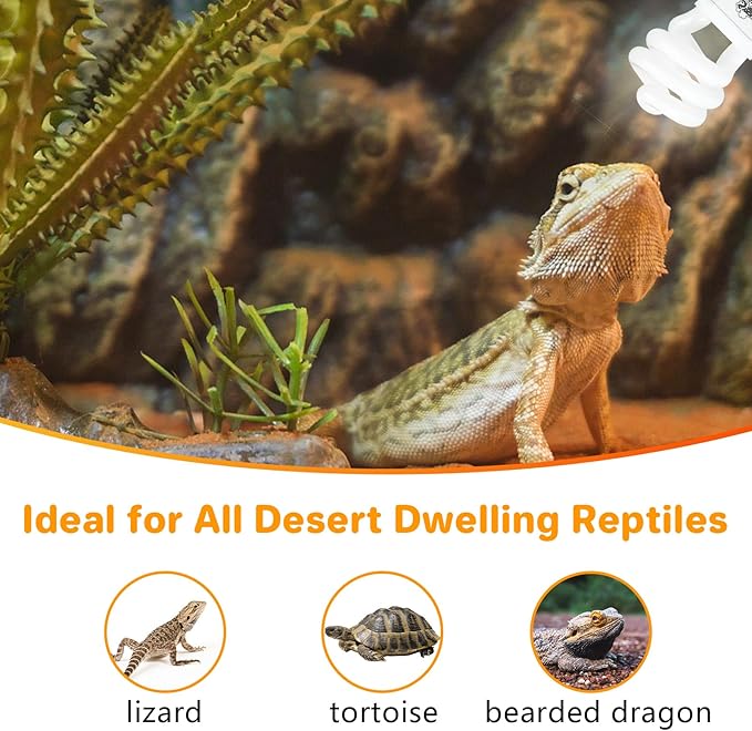 Lucky HERP UVA UVB Reptile Light 10.0, Desert UVB 150 Compact Fluorescent Lamp, UVB Light for Reptiles 15W, UVA UVB Reptile Light Bulb, UVB Bulb for Reptiles Bearded Dragons Lizards Tortoises Snakes LUCKYHERP