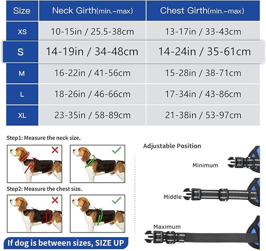 Timos Dog Harness, No Pull Dog Harness 3 Snap Buckles Adjustable Reflective No Choke Pet Vest for Small Dog with Soft Padded Control Training Handle for Outdoor Training,Blue, S Timos