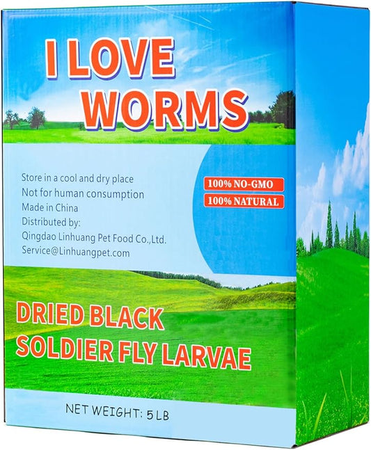 I LOVE WORMS Dried Black Soldier Fly Larvae (5lb), 100% Natural Non-GMO, Treat for Chickens, More Calcium Chicken Feed Than Mealworms ILOVEWORMS