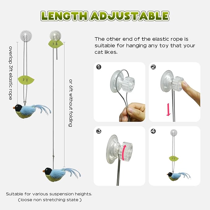 LEWISER Cat Toys Chirp Chickadee, Interactive Cat Feather Toys, Retractable Cat Teaser Toy, Hanging Toys for Indoor Cats Exercise, Kitten Kitty Fun Mental Physical Toys, Blue (1 Pack) - PAWPICO