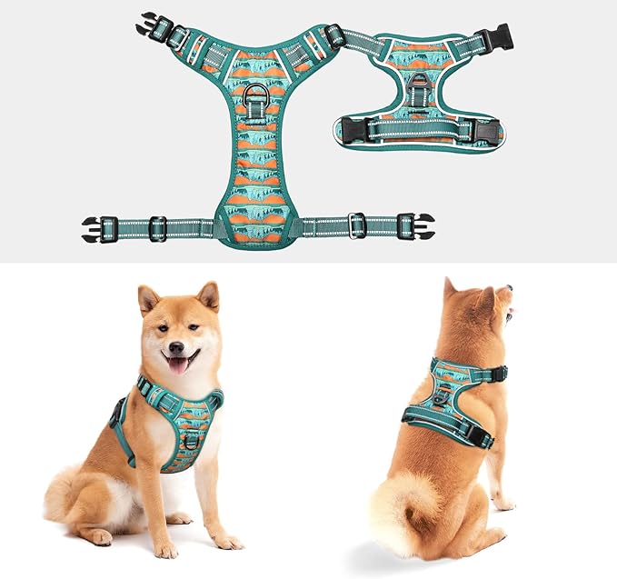 Timos No Pull Dog Harness,No Choke Front Clip Dog Reflective Harness,Adjustable Soft Padded Pet Vest with Easy Control Handle for Large Dogs,Wilderness,L Timos