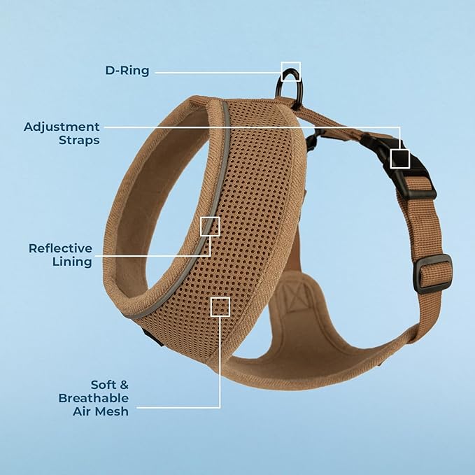 Voyager Aerolite No Pull Mesh Dog Harness with Lightweight, Soft, Breathable, Reflective Stitching, and Adjustable Straps for Walking, Running, Training, Heavy Duty and Durable - Beige, XS BestPetSuppliesLLC
