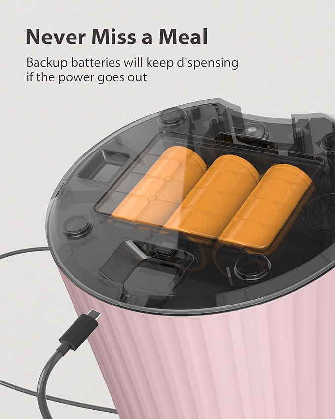 Petory Timed Automatic Cat Feeders - 4L Programable Dry Food Dispenser for Cats and Small Medium Dogs 6 Meals with Desiccant Bag Dual Power Supply 10S Voice Recorder - PAWPICO