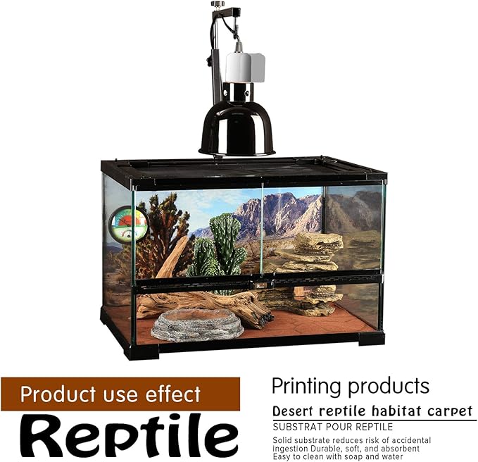 2PCS Reptile Carpet 20 Gallon, Pet Terrarium Liner, Reptiles Cage Mat/Substrate for Snakes, Chameleons, Geckos and Kitchen Use with Tweezers Feeding Tongs Printing Desert bestchoiceforyourreptiles