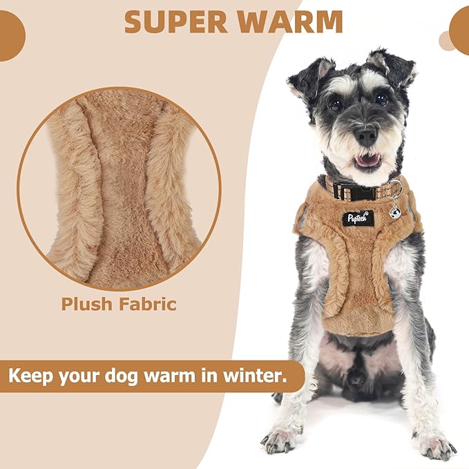 PUPTECK Adjustable Dog Harness Collar and Leash Set Step in No Pull Pet Harness for Small Medium Dogs Puppy and Cats Outdoor Walking Running, Soft Mesh Padded Reflective Vest Harnesses, Khaki M PUPTECK
