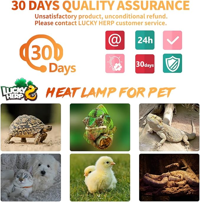 LUCKY HERP 50W Ceramic Heat Emitter, Reptile Heat Bulbs, Ceramic Heat Lamp for Reptiles, Amphibian, Chicken, Dog, Cat (2-Pack) LUCKYHERP