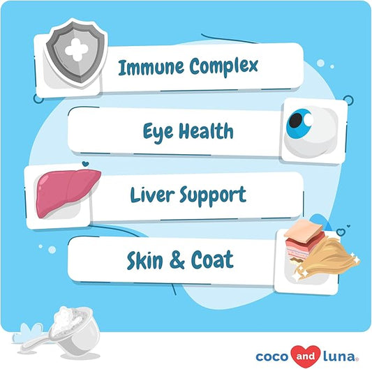 Multivitamin for Cats - 4oz Powder - L-Lysine, Taurine, and Spirulina for Immune Support and Eye Health - Fish Oil & Vitamins for Skin and Heart Health. (for Cats) CocoandLuna