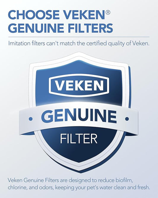 Veken Cat Water Fountain Filters, 16 Pack Replacement Filters & 16 Pack Replacement Pre-Filter Sponges Set for 67oz, 95oz, 135oz Automatic Pet Fountain Dog Water Dispenser - PAWPICO