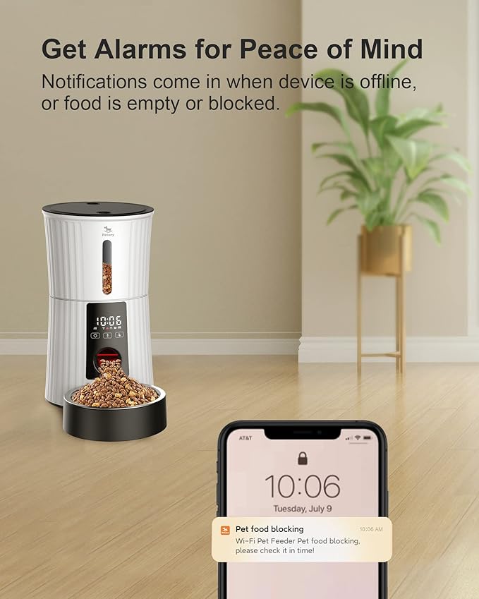 Petory Automatic Cat Feeders Wi-Fi - 4L Dry Food Dispenser for Cats and Dogs 10 Meals per Day Smart Pet Feeder with Desiccant Bag Dual Power Supply 10S Voice Recorder - PAWPICO