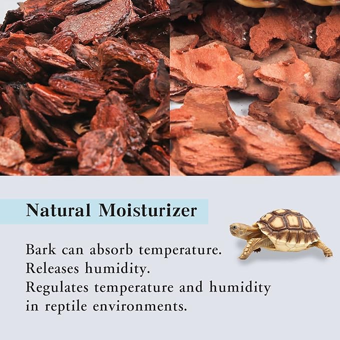 Tfwadmx Reptile Bark Bedding 31.6oz Tortoise Bedding for Habitat Bearded Dragon Substrate Reusable Pine Chips Bedding for Geckos, Lizards, Turtles Snakes, Hermit Crabs Tfwadmx