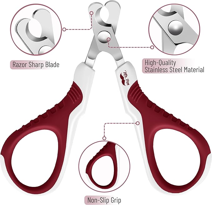 Mr. Pen- Cat Nail Clipper, Wine & White Cat Nail Trimmer, Cat Nail Clippers, Cat Claw Clippers, Cat Clippers for Nails, Pet Nail Clippers, Kitten Nail Clipper, Small Dog Nail Clipper Cat Claw Trimmer - PAWPICO