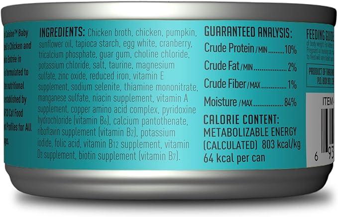 PETITE CUISINE Baby BlueBells's Wet Cat Food, Chicken and Pumpkin, 2.8 oz Cans (24 Count) - PAWPICO