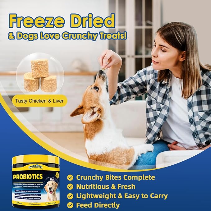Probiotics for Dogs - Dog Probiotics for Digestive Health, Prebiotics, Enzymes, Fiber, and Omega-3 with Vitamins to Promote Intestinal Health, Support Immunity, Allergies & Itchy Skin, 120 Bites PAWPICO