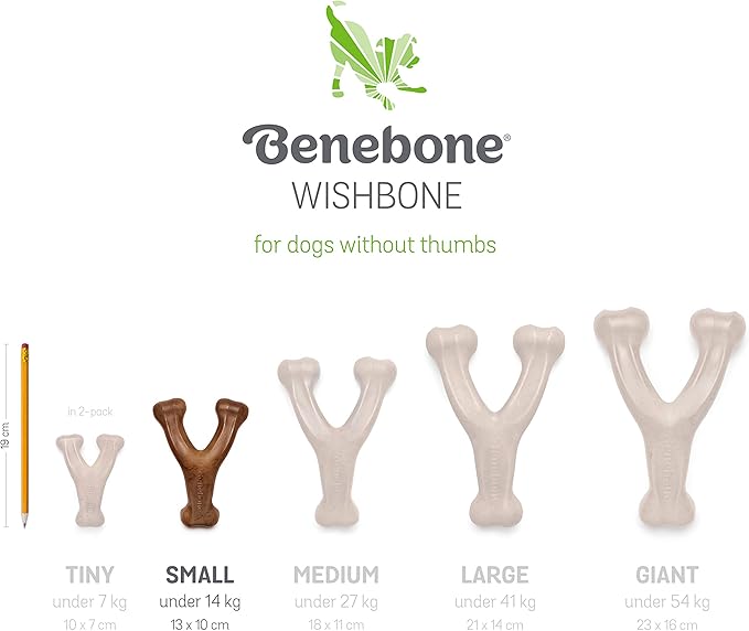Benebone Wishbone Durable Dog Chew Toy for Aggressive Chewers, Real Chicken, Made in USA, Small, for Any breed - PAWPICO