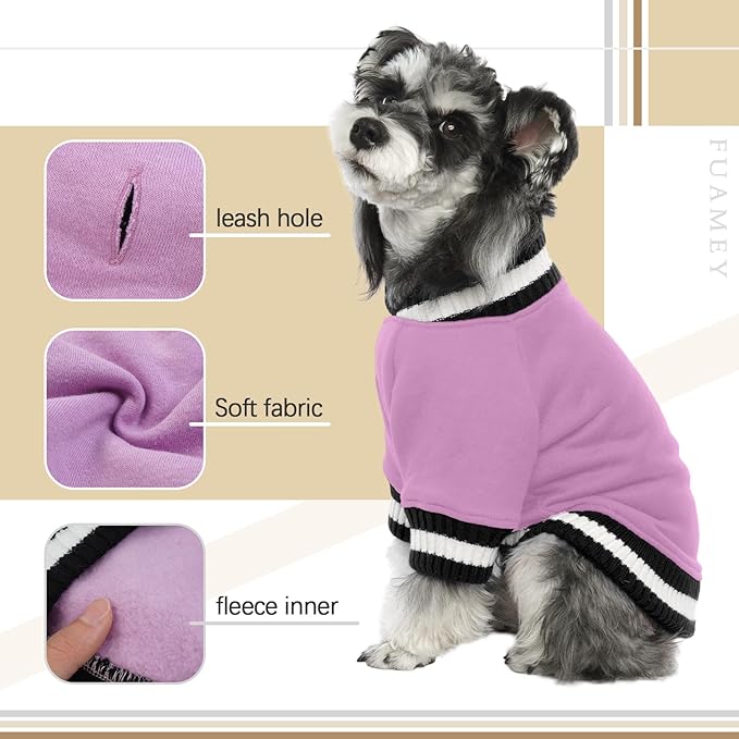 FUAMEY Dog Pullover Sweatshirt,Dog Winter Sweaters Warm Dog Clothes Dog Vest Thick Puppy Pullover Soft Pet Fleece Sweater Cute Doggie Boy Girl Outfit for Small Medium Dogs Lavender XL - PAWPICO