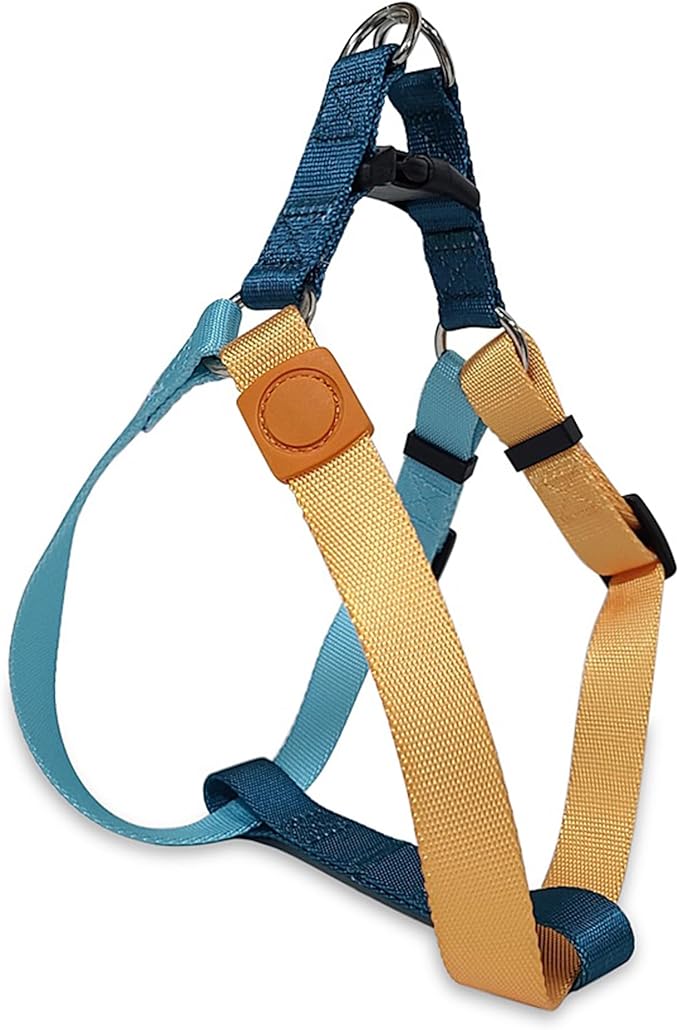 Tri-Color Dog Harness, Adjustable Step-in Design No Pull Dog Harness for Medium Dogs No Pull, Heavy Duty Puppy Harness, Easy for Walking Dog Harness Medium Size Dog Blue Orange Pawhuggies