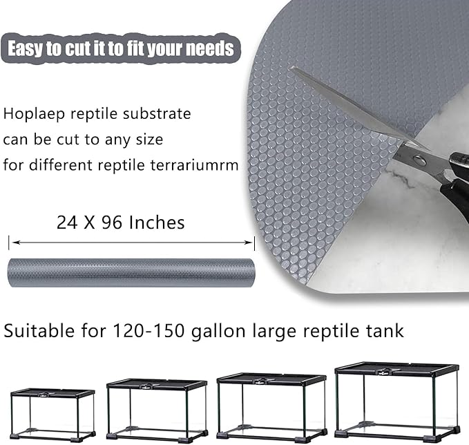 Reptile Substrate Carpet Terrarium Mat, 96" X 24" Bearded Dragon Tank Accessories, Reptile Bedding Substrate Liner, Reptile Tank Accessories for Bearded Dragon,Leopard Gecko,Lizard,Tortoise, Gray Hoplaep