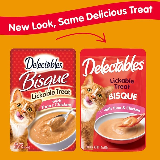 Hartz Delectables Bisque Lickable Cat Treats, Tuna & Chicken, 30 Count Hartz