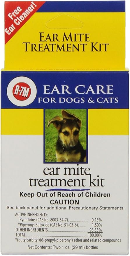 Miracle Care by Miraclecorp/Gimborn R-7M 1-Ounce with Bonus 1-Ounce Ear Mite Treatsment Kit for Dogs and Cats MiracleCare