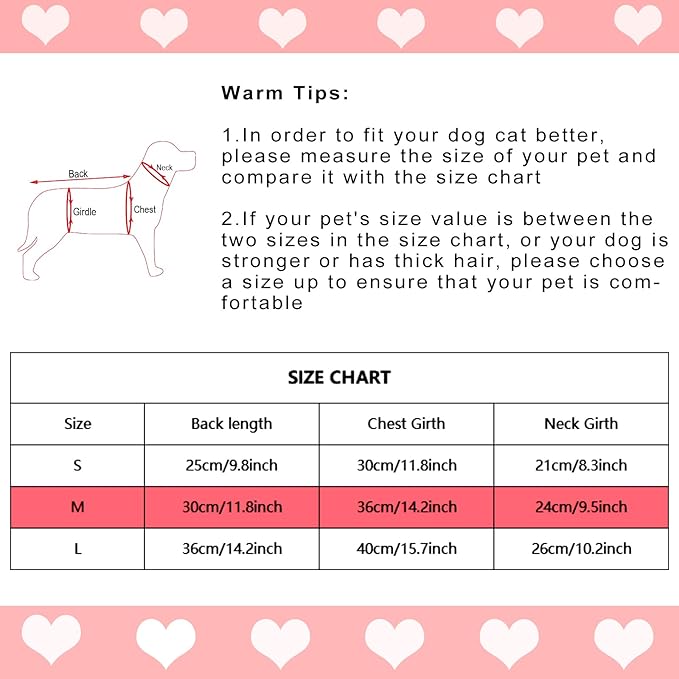 Dxhycc Dog Knitted Sweater Dog Heart Sweater Puppy Sweater Warm Soft Pet Holiday Clothes for Medium Cats and Dogs (Pink, M) - PAWPICO