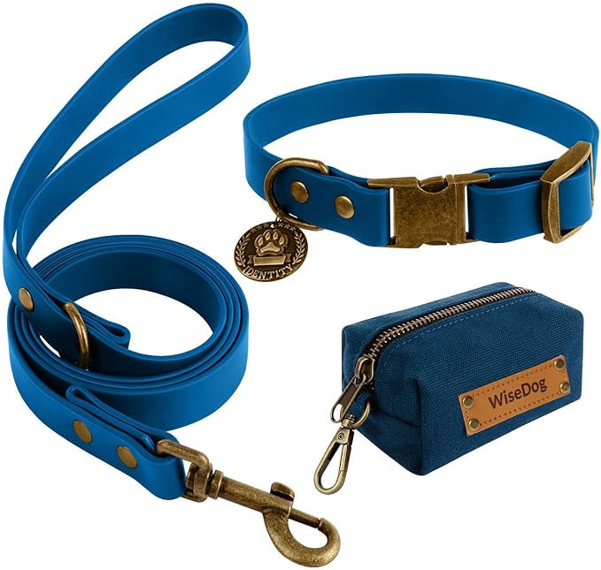 Wisedog Dog Collar and Leash Set Combo: Adjustable Pet Collars with Dog Leashes for Small Medium Large Dogs,Includes 1 Bonus of Poop Bag Holder (XL(Collar:16"- 25.5";Leash:6 ft), Blue) WisedogPetSupplies