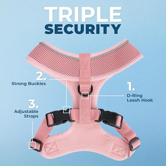 Voyager Aerolite No Pull Mesh Dog Harness with Lightweight, Soft, Breathable, Reflective Stitching, and Adjustable Straps for Walking, Running, Training, Heavy Duty and Durable - Pink, S BestPetSuppliesLLC