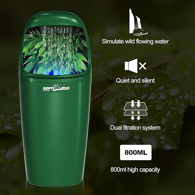 REPTIZOO Reptile Water Dispenser Automatic Chameleon Drinking Fountain with Indicator Light, Reptile Terrarium Decor Water Dripper for Reptiles, Chameleon, Lizard, Gecko Amphibians REPTIZOO