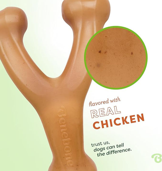 Benebone Wishbone Durable Dog Chew Toy for Aggressive Chewers, Real Chicken, Made in USA, Giant - PAWPICO