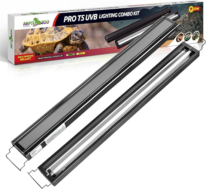 REPTI ZOO UVB Reptile Light, New Version T5 HO UVB Lighting Combo Kit, Reptile Terrarium Hood with 10.0 UVB Tube Bulb, Reptile Light Fixture 39W-34Inch REPTIZOO