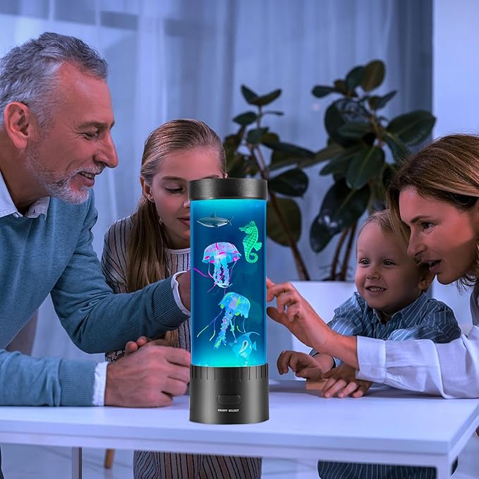 Artificial Jellyfish Lamp, Fish Decorative Sensory Aquarium Lamps Swimming Seahorses Sharks Mood Light Decorations Gifts for Kids impcenst
