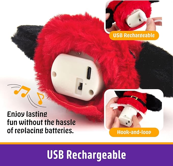 Interactive Christmas Cat Toys, Flapping Santa Clause Cat Toys, Lifelike Bird Chirp, USB Rechargeable Catnip Toy for Bored Indoor Cats Chase Exercise, 3 Modes - PAWPICO