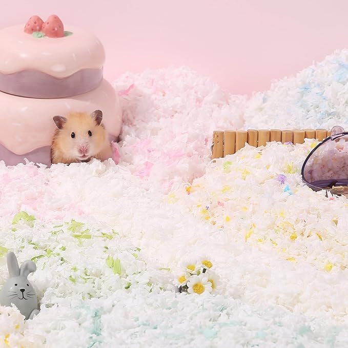 Dust-Free Soft Natural Paper Hamster Bedding with Odor Control, Strong Absorption, for Hamster, Guinea Pig, Rabbit, Chinchilla, Rat, Mice, Small Animal (White+Green), 36 Liters Tafit